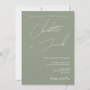 Boho Sage Green Minimalistisch Simple Wedding Einladung
