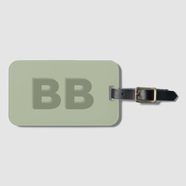 Boho Sage Green Modern Monogram Initial Gepäckanhänger (Vorderseite (Horizontal))