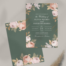 Boho Sage Green Peonies Hochzeitseinladung