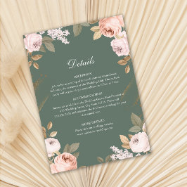Boho Sage Green Peonies Wedding Details Card Einladung