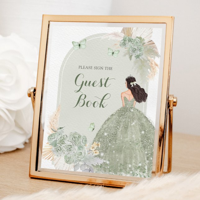 Boho Sage Green Quinceañera Livre d'or (Créateur téléchargé)