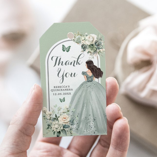 Boho Sage Green Rose Girl 15 Años Vielen Dank Geschenkanhänger (Von Creator hochgeladen)