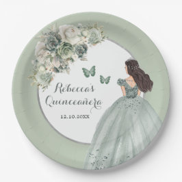 Boho Sage Green Royal Princess Girl Sweet 16 Años Pappteller