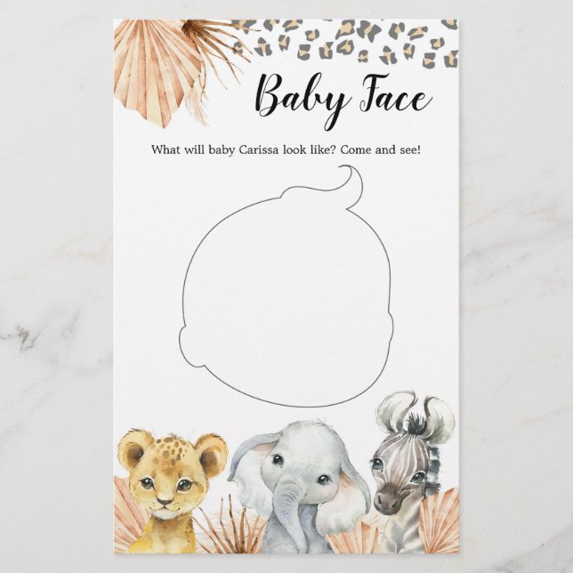 Boho Sage Green Safari Oh Boy Baby Face Game (Vorderseite)
