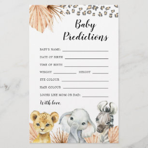 Boho Sage Green Safari Oh Boy Baby Predictive Game