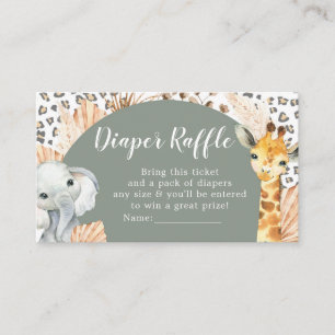 Boho Sage Green Safari Oh Boy Diaper Raffle Begleitkarte