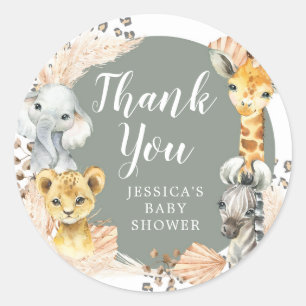 Boho Sage Green Safari Oh Boy Merci Sticker