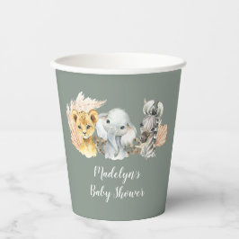 Boho Sage Green Safari Oh Boy Paper Cup Pappbecher