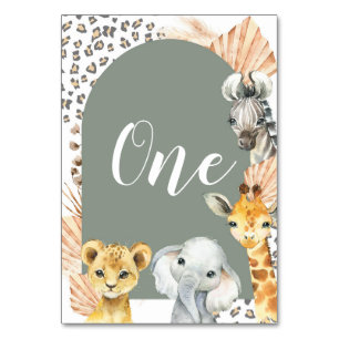 Boho Sage Green Safari Oh Boy Tischnummer