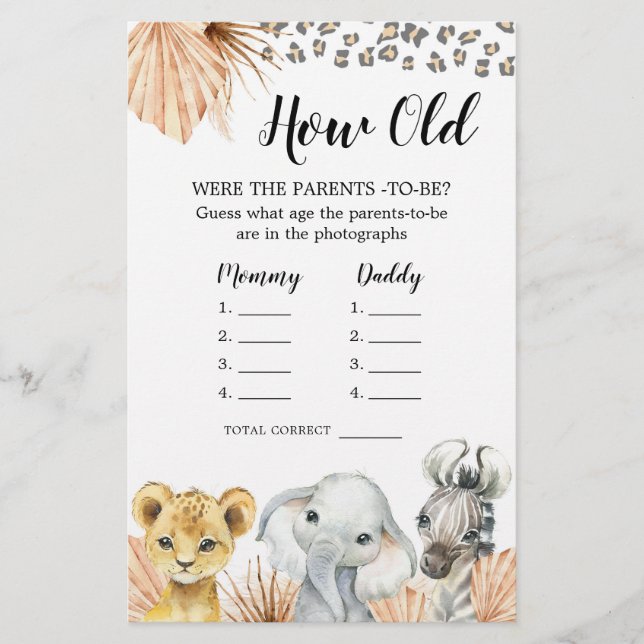 Boho Sage Green Safari Oh Junge wie alte Eltern (Vorderseite)