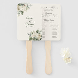 Boho Sage Green und Elfenbein Blume Hochzeitsprogr Fächer