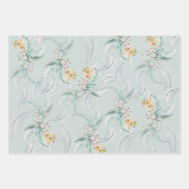 Boho Sage Green Watercolor Blühen Eukalyptus Geschenkpapier Set