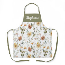 Boho Sage Green Watercolor Wildflower Custom Name