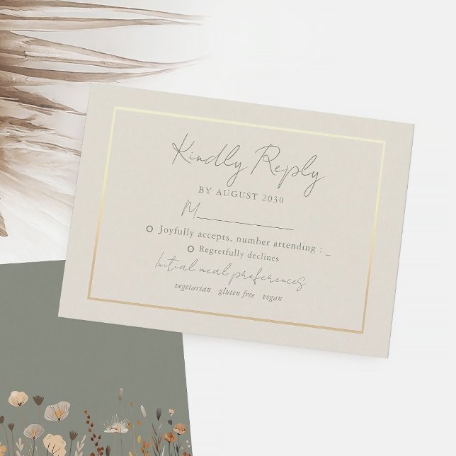 Boho Sage Green Wedding RSVP Karte (Von Creator hochgeladen)