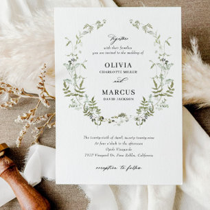 Boho Sage Greenery Faire-part de mariage botanique