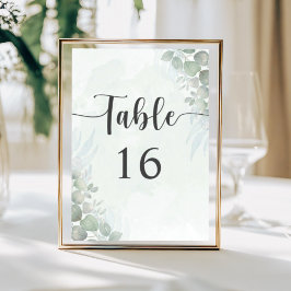 Boho-Sage-Grün-Eukalyptus-Hochzeitstisch-Nummer Tischnummer