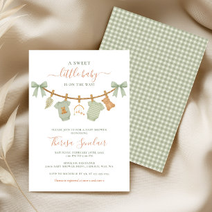 Boho Sage Grün K clothesline Baby-Party Einladung