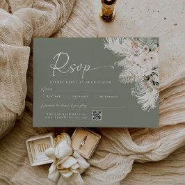 Boho-Sage-Grün-QR-Code-Hochzeits-RSVP-Antwortkarte RSVP Karte
