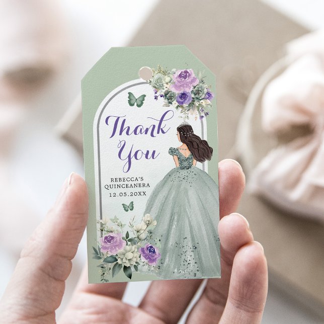 Boho Sage Lilac Rose Girl 15 Años Vielen Dank Geschenkanhänger (Von Creator hochgeladen)