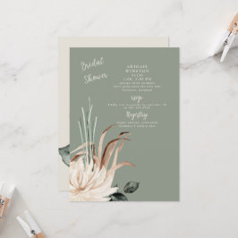 Boho Sage Pampas Grass Bridal Douche Invitation