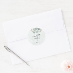 Boho Sagegrün Eukalyptus Aquarell Hochzeit Runder Aufkleber