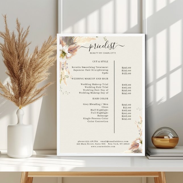 Boho Salon Price List Poster (Von Creator hochgeladen)