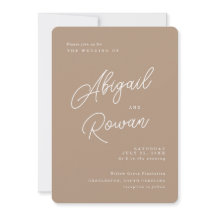Boho-Sand-Minimalist-Schrift-Hochzeits-Einladung