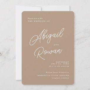 Boho-Sand-Minimalist-Schrift-Hochzeits-Einladung Einladung