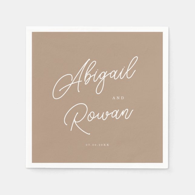 Boho-Sand-Minimalist-Script-Hochzeitsservietten Serviette (Vorderseite)