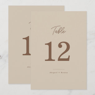 Boho-Sand-Minimalist-Script-Hochzeitstisch-Nummer Einladung