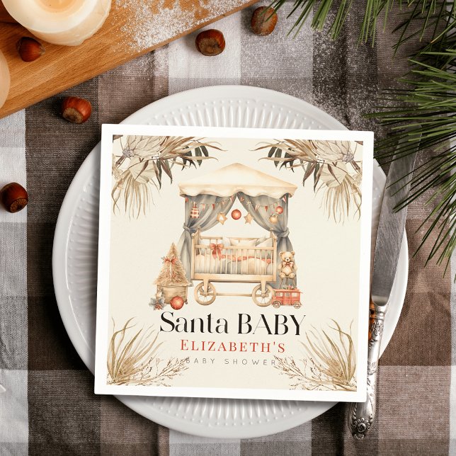Boho Santa Baby Christmas Holiday Crib Baby Shower Serviette (Von Creator hochgeladen)