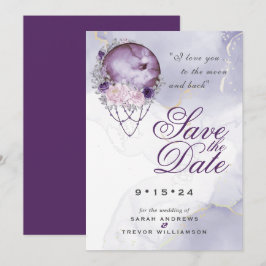 Boho Save the Date Dusty Lila Celestial Mandala Einladung
