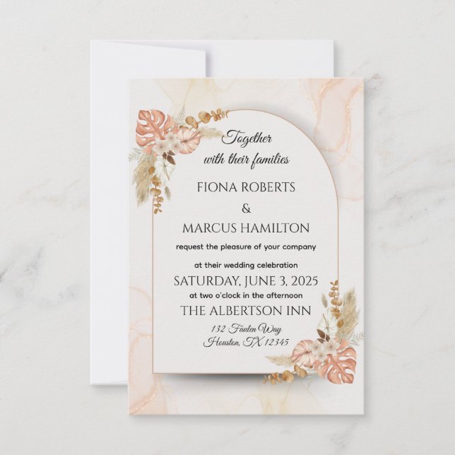 Boho Save the Date Postkarte - Rustikale Blume (Vorderseite)