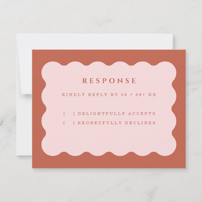 Boho Scallop Terracotta & Blush Wedding RSVP Karte (Vorderseite)