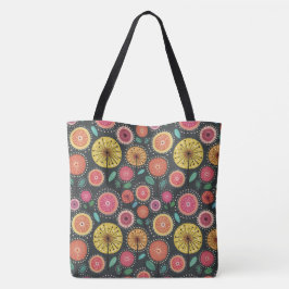 Boho Scandi Folk Blume Muster Tasche