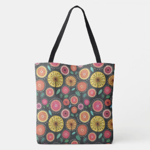 Boho Scandi Folk Blume Muster Tasche