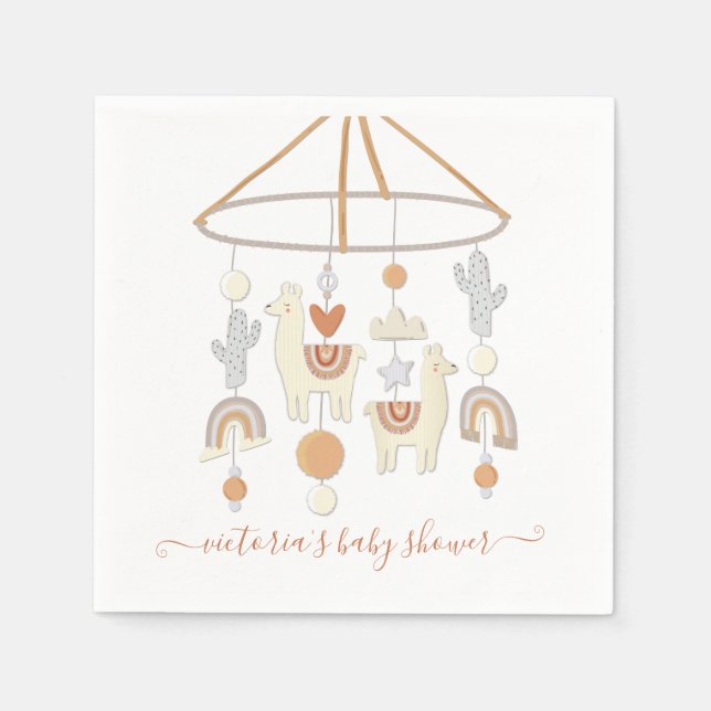 Boho Scandi Mobile Baby Dusche Napkins Serviette (Vorderseite)