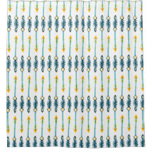 Boho schicke gelbe blaue Pfeile Duschvorhang