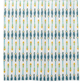 Boho schicke gelbe blaue Pfeile Duschvorhang