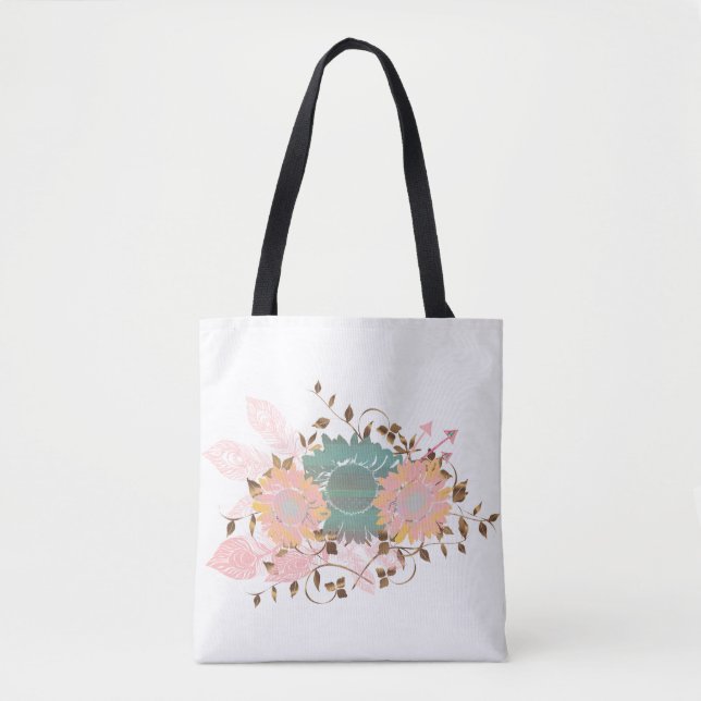 Boho schicke Pastellsonnenblume-Rebe Tasche (Vorderseite)