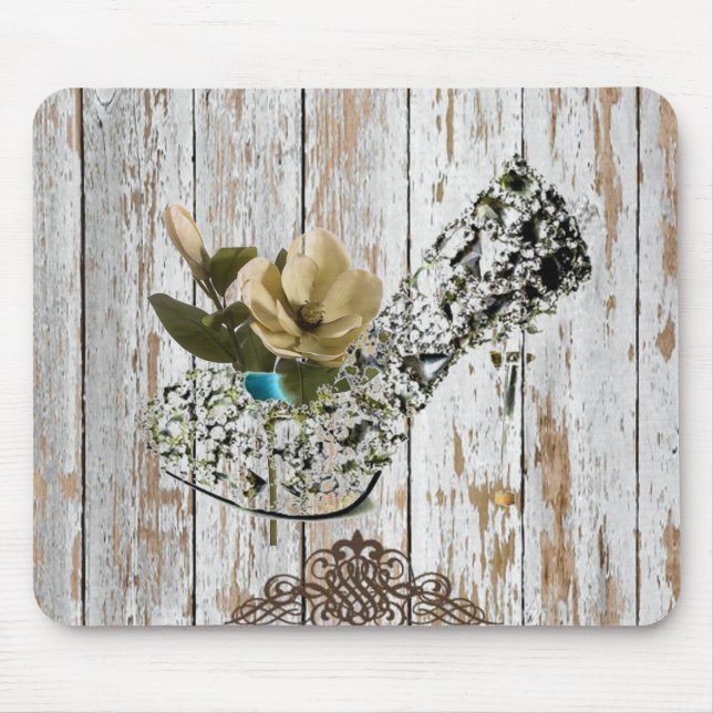 Boho schicke Scheune Holz rustikale Landhochzeit Mousepad (Vorne)