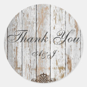 Boho schicke Scheune Holz rustikale Landhochzeit Runder Aufkleber