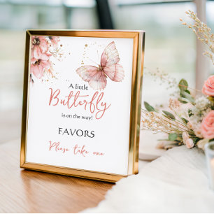 Boho-Schmetterling Blumen Rosa Mädchen Baby Shower Poster