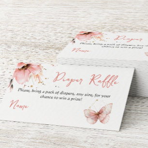 Boho-Schmetterling Rosa Blumen Mädchen Baby-Party- Begleitkarte