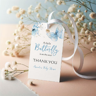 Boho-Schmetterling Wildblumen Blumen Blau Baby Sho Geschenkanhänger
