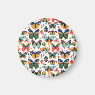 Boho-Schmetterlinge: Nahtloses Tapetenmuster. Magnet