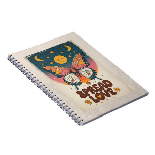 Boho-Schmetterlings-Notizbuch – Liebe verbreiten T Notizblock