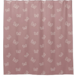Boho-Schmetterlingsmuster Neutral Modern Pink Mauv Duschvorhang