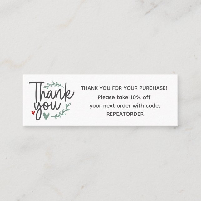 Boho-Schrift-Handschrift Danke-Logo Mini Visitenkarte (Vorderseite)