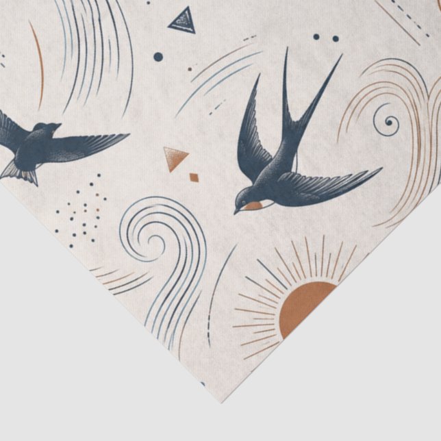 Boho Schwalbe & Sonne Seidenpapier (Detail)